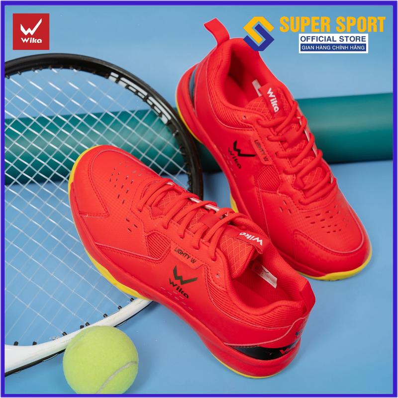 Giày cầu lông Giày bóng chuyền Wika Maru màu Đỏ nam nữ chính hãng tặng tất dệt kim khử mùi - Đế Eva chơi trên sân bê tông tốt
