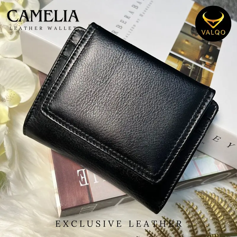 VALQO CAMELIA Dompet Kulit Sapi Wanita Dompet Kartu Resleting Dompet wanita Dompet kecil Dompet Pendek 0