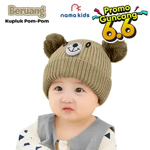 Kupluk Rajut Anak Bayi Karakter Beruang Lucu Polos kupluk anak cowo kupuluk anak bayi new born usia 0-2 tahun laki laki ciput bayi
