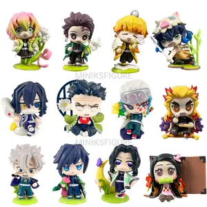 Action Figure Kimetsu no Yaiba | Pajangan Anime Demon Slayer Set Flowers Popm Kamado Tanjiro Nezuko Agatsuma Zenitsu Kanroji Mitsuri Hashibira Inosuke Rengoku Kyojuro Iguro Obanai Himejima Gyomei Uzui Tengen Shinazugawa Sanemi Tomioka Giyu Kocho Shinobu