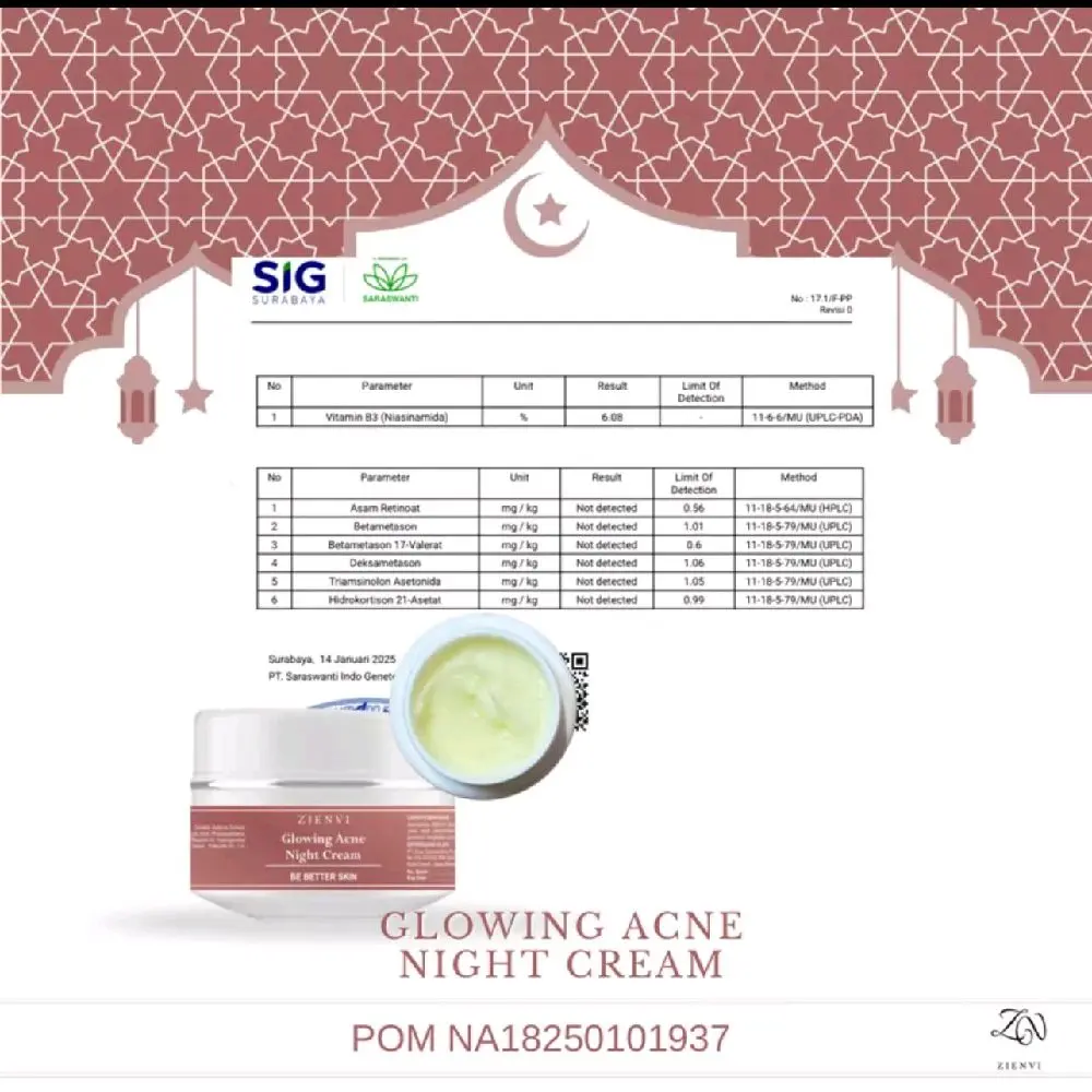 Night acne/whitening Zienvi be better skin bpom