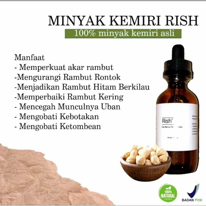 Product Introduction of Rish minyak kemiri 60 ML perawatan penumbuh penebal rambut botak original 1
