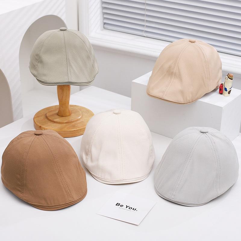 Mũ Nồi Trẻ Em, Màu Trơn Phong Cách Cổ Điển, Chất Liệu Bông, Thoáng Khí, Thích Hợp Cho Bé Trai Và Bé Gái, Mũ Lưỡi Trai, Chống Nắng, Mũ Mỏ Vịt, Cho Trẻ Em Ngoài Trời, 1-4 Tuổi