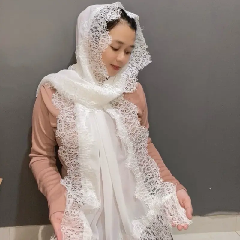 Pashmina ceruty renda brokat tile tulle mewah Jilbab Syal Ceruti