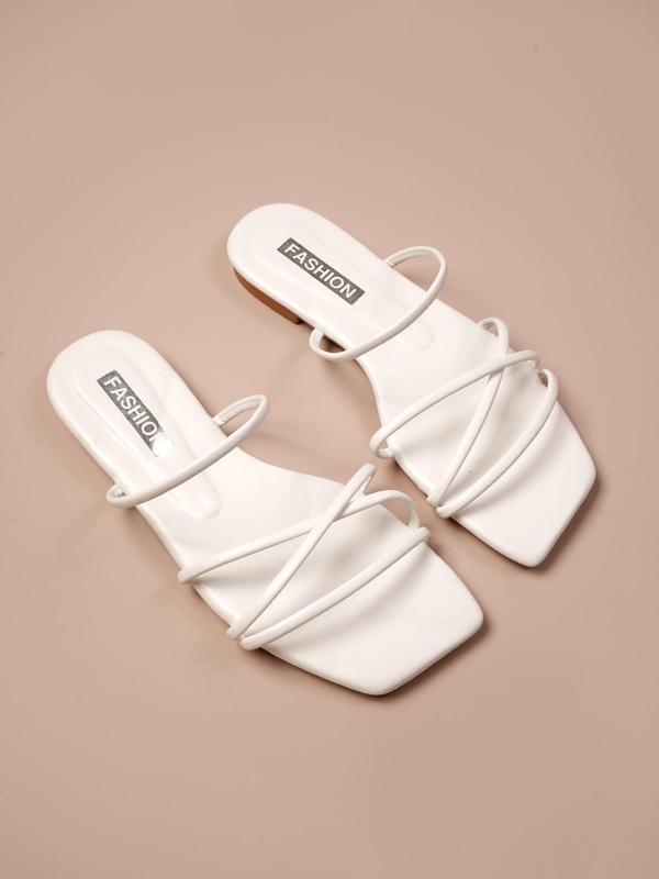 Women's Fashionable Transparent Strap Design Sandals, Casual Square Toe Sandals for Beach Vacation, Boho Style Sandals for Women & Girls, Summer 8