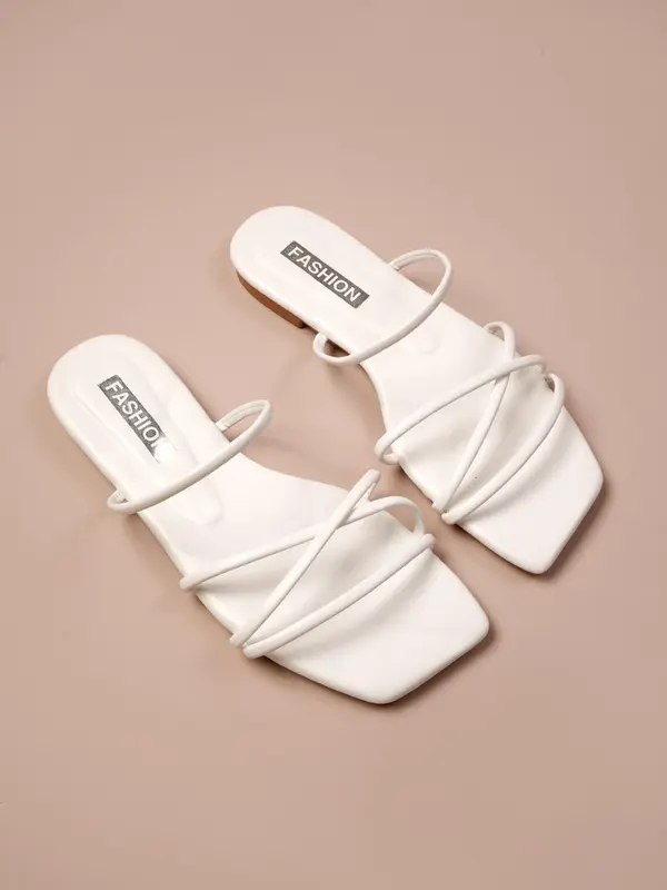 Women's Fashionable Transparent Strap Design Sandals, Casual Square Toe Sandals for Beach Vacation, Boho Style Sandals for Women & Girls, Summer 8