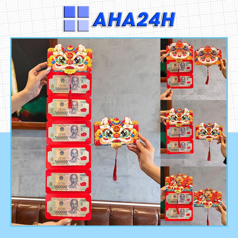 Bao lì xì xếp 2 ngăn 6 ngăn 10 ngăn độc đáo xuân Bính Ngọ Tết 2026 giấy đỏ cao cấp