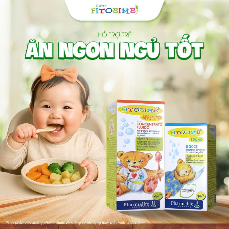  Combo Siro Ăn Ngon Ngủ Tốt Cho Bé Hỗ Trợ Ăn Ngủ Tốt TPBVSK Fitobimbi Appetito & Sonno Chính Hãng Italia. 