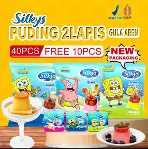 Silkys Puding 2Lapis GAJIAN SALE4OPCS+10PCS FREE Total 5OPCS Jelly PudingKarakter SpongeBob SquarePants Rasa ManggaBlueberry Strawberry Halal Manis - Food