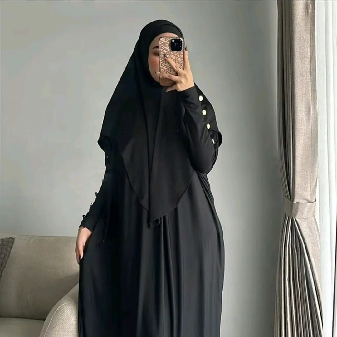Abaya jersey model terbaru 2024 gamis set hijab viral kekinian/abaya farpati Pas Multicoloured Wanita Remaja
