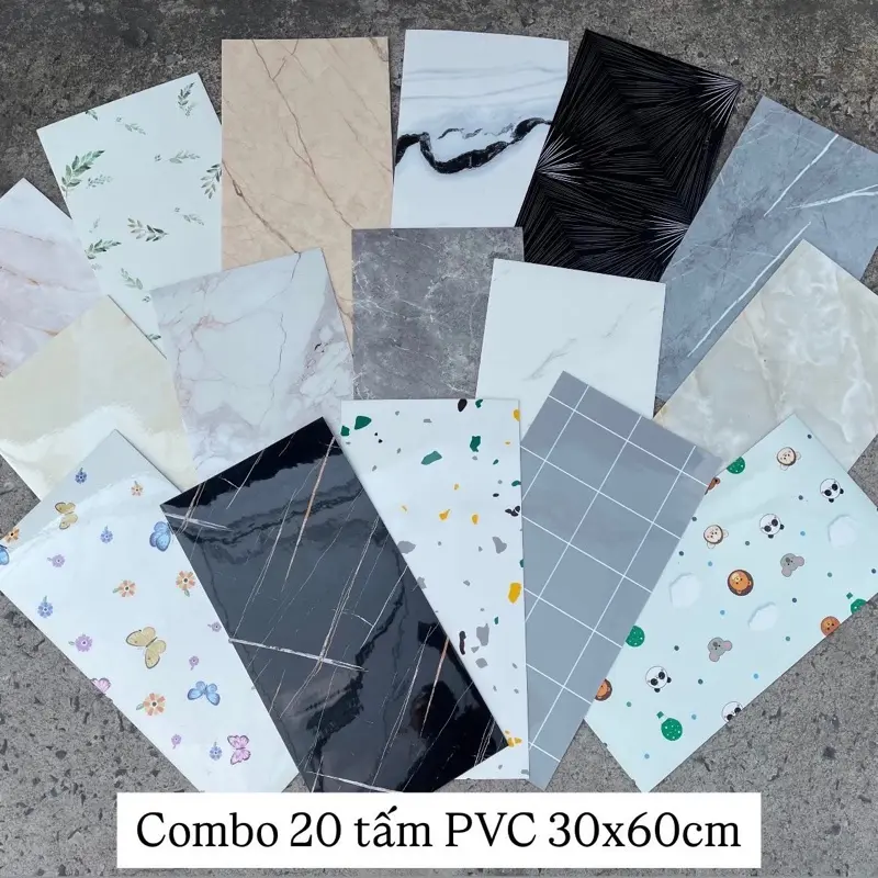 Combo 20 tấm Xốp dán tường PVC Vân Đá, Hoa Văn (Size 30x60cm, Kho HCM)