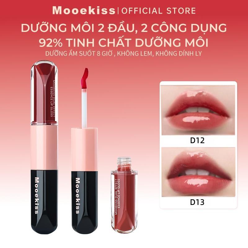 【NEW Mooekiss Son 2 Đầu - Đầu Son Giữ Màu 8H, Đầu Dưỡng Mềm Môi, Màu Tươi Trẻ, Thiết Kế Tiện Lợi, 3ml+3ml