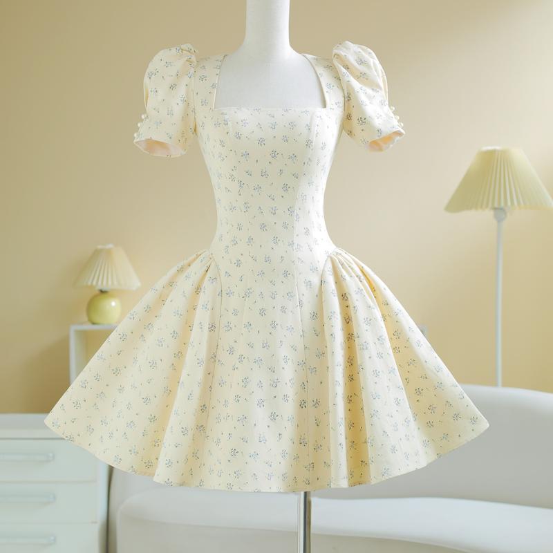 SÒ VINTAGE  - JANE đầm hoa nhí phom xòe tay ngắn