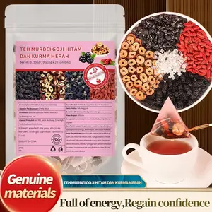 Teh Murbei Goji Hitam & Kurma Merah - Teh Herbal Penambah Tenaga Alami, Bantu Atasi Capek, Lelah & Kurang Stamina Karena Begadang atau Kerja Keras, 100% Bahan Premium, Praktis 1 Paket Langsung Seduh!