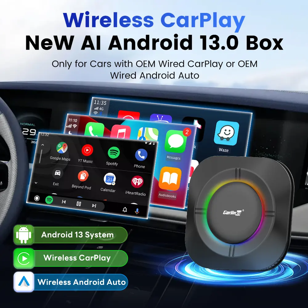 CarlinKit CarPlay Ai Box SM6115 8 cores Android 13 4+64GB TV Video Streaming Box for Car Wireless Car Play Android Auto Box 4GLTE