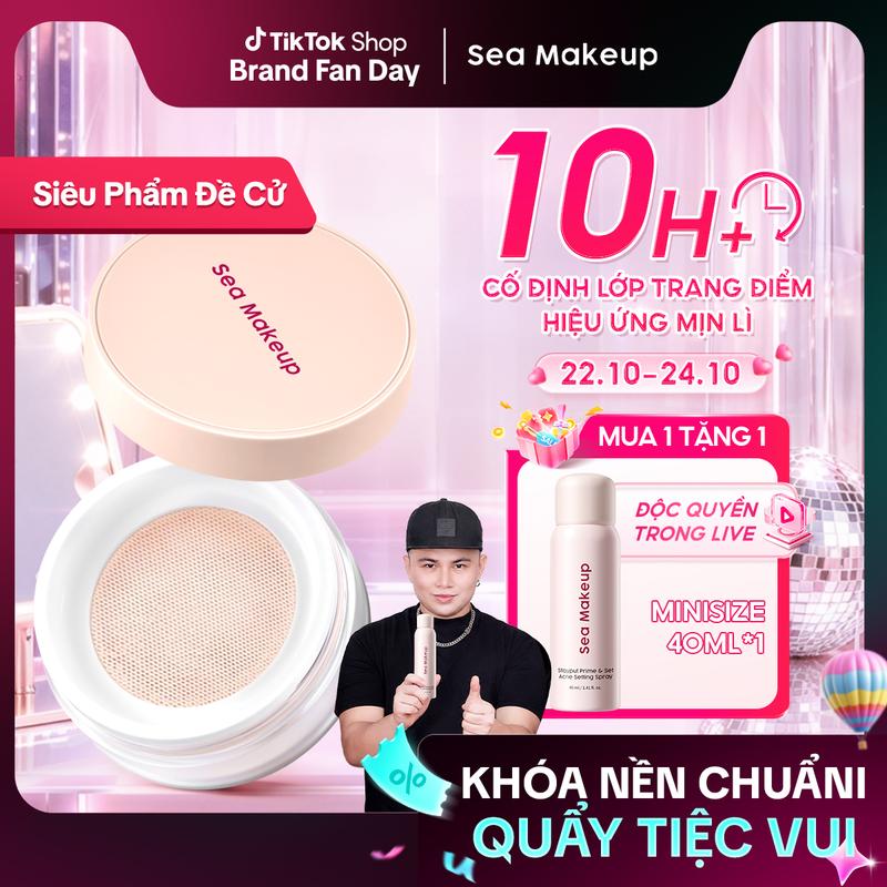 Phấn phủ Sea Makeup kiềm dầu mờ lỗ chân lông chống nước chống mồ hôi che phủ bóng dầu cho mặt 12g
