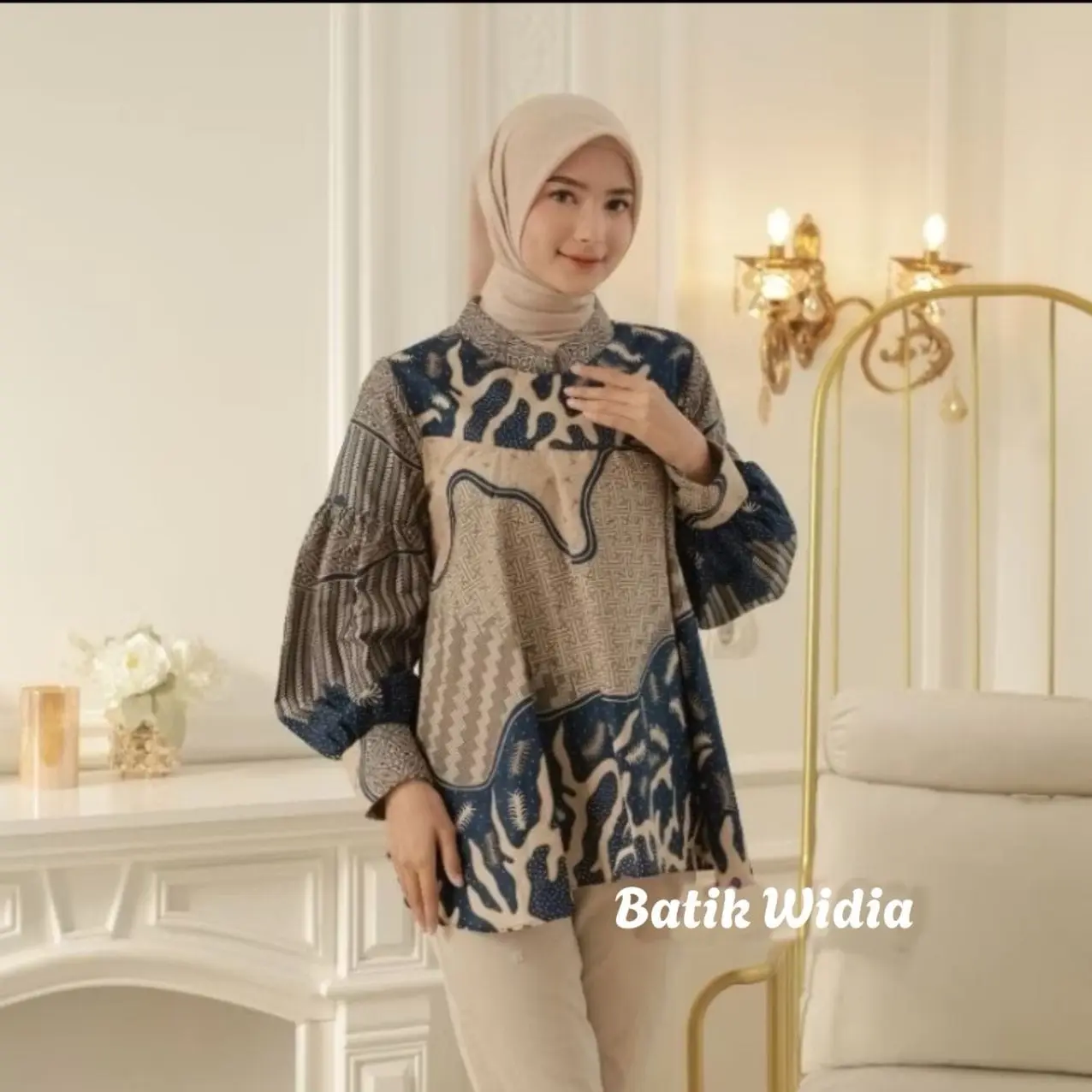 Batik Wanita Modern Atasan Batik Wanita Blus Kantor Blus Kerja Blus listia Batik Widia Baju Katun Nyaman Panjang