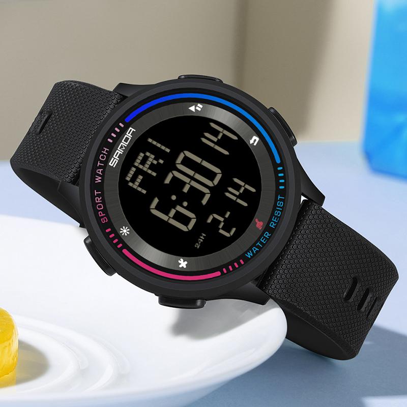 Đồng Hồ Điện Tử LED, AW24 SANDA 6158, Chống Sốc Chống Nước, Hiển Thị Analog-Digital, Thiết Kế Đơn Giản, Màn Hình Lớn, Thời Trang, Thích Hợp Cho Thể Thao, Unisex, Với Màn Hình Lớn, Thời Trang