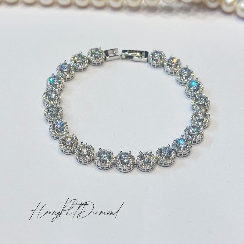 Hoàng Phát Phụ Kiện Lắc Tay Bạc Ý 925 Halo Tròn Full Ha.lo Tấm Nhỏ 4li Xi Kim X.o.à.n Nam Mỹ LT109A