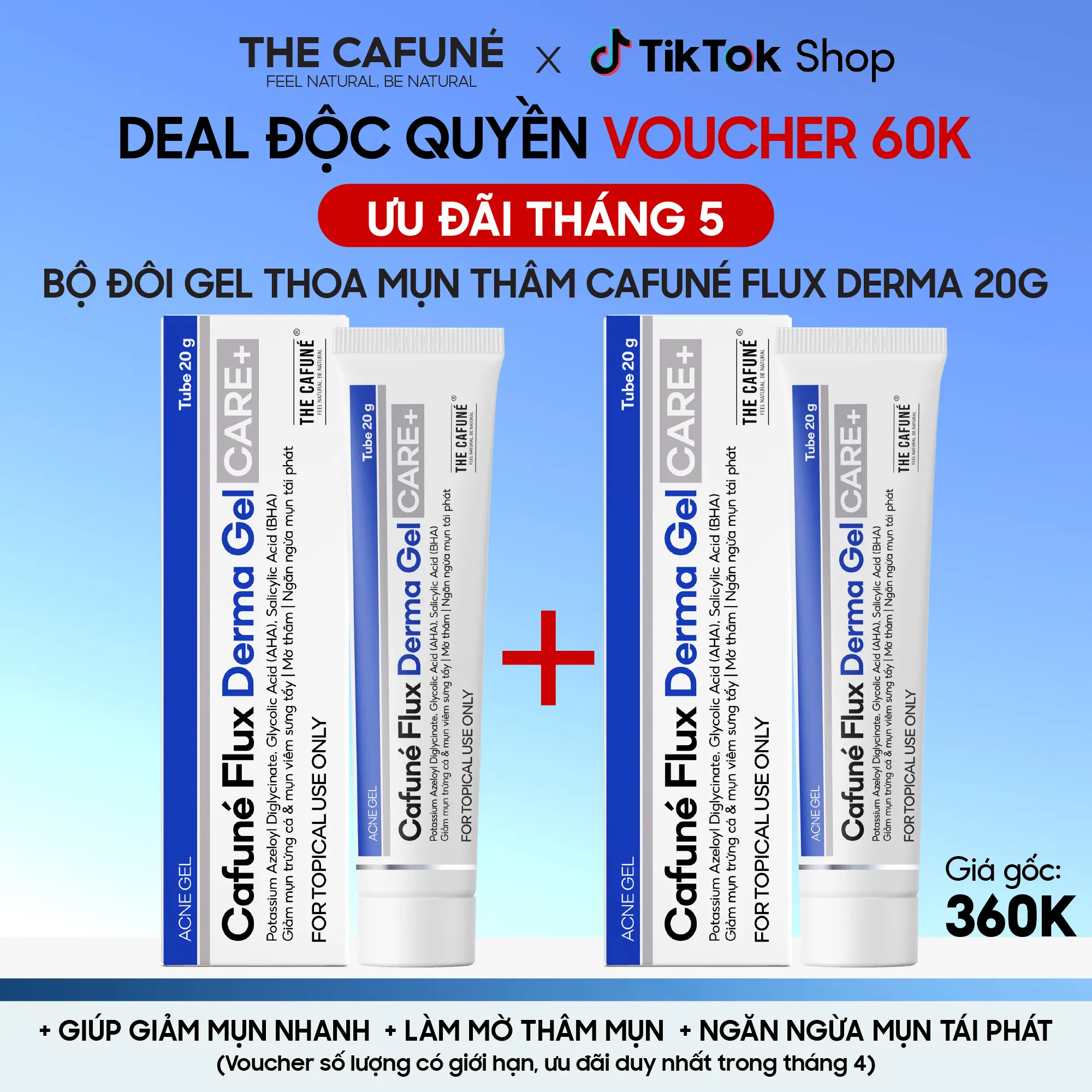 [DEAL ĐỘC QUYỀN] Bộ Đôi Gel Thoa Mụn Thâm Cafuné Flux Derma Gel 20ml Skincare Chăm Sóc Da Làm Đẹp Da