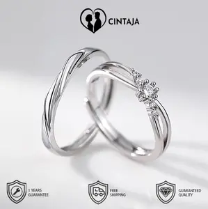 couple ring cincin tunangan sertifikat Cincin Pasangan Anyaman Cinta Desain Unik Cincin Adjustable Wanita Pria cinta kencan lamaran pernikahan Cintaja dapat disesuaikan anti pudar dan anti karat COD 245