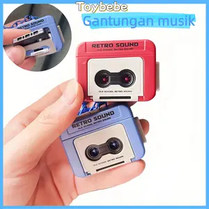 1pcs-2 Pcs retro sound keychain Gantungan Kunci TAS Couple Rekam Lagu Unik Versi Audio Tape Recorder Krincing Keychain Kotak Musik Gantungan Kunci Retro Sould  Bentuk Merah Biru Tali Mainan
