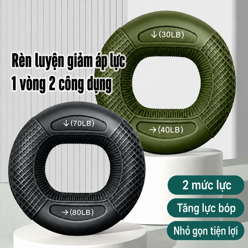 Vòng Tăng Cường Tay Nắm Silicone 20LB-80LB An Toàn Không Mùi Dễ Vệ Sinh Thiết Bị Tập Luyện Sức Mạnh Ngón Tay Công Thái Học