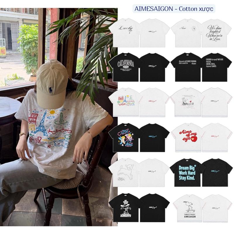 [2 MẪU MỚI] [SLUB COTTON XƯỢC] A22 Aimesaigon Áo Thun Boxy BabyTee Vải Cotton Xược Mỏng Mát Local Brand Form Rộng Tay Ngắn Nam Nữ Unisex Hot Trend Mùa Hè