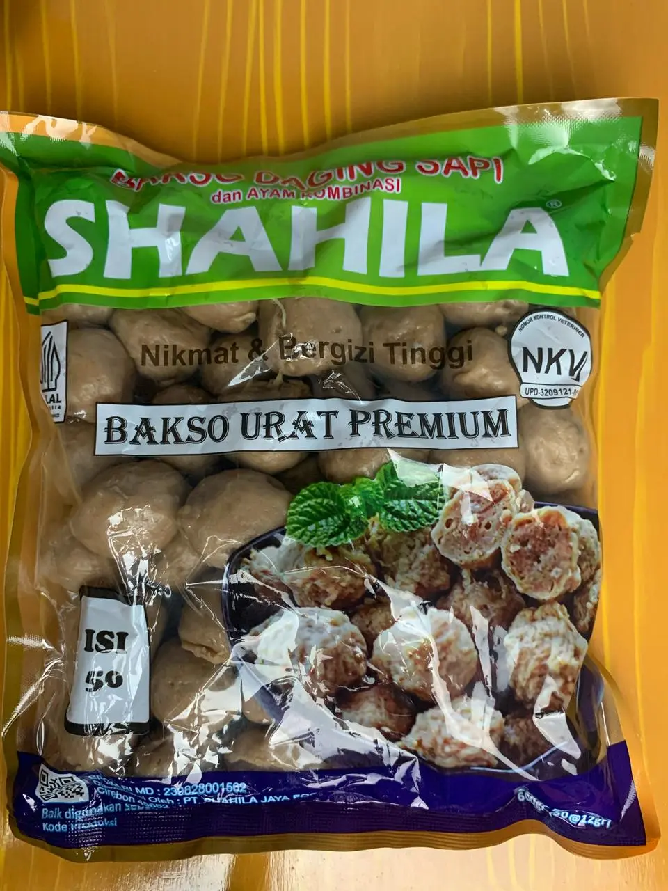 bakso sahila urat sapi isi 50 butir berat 600 gram