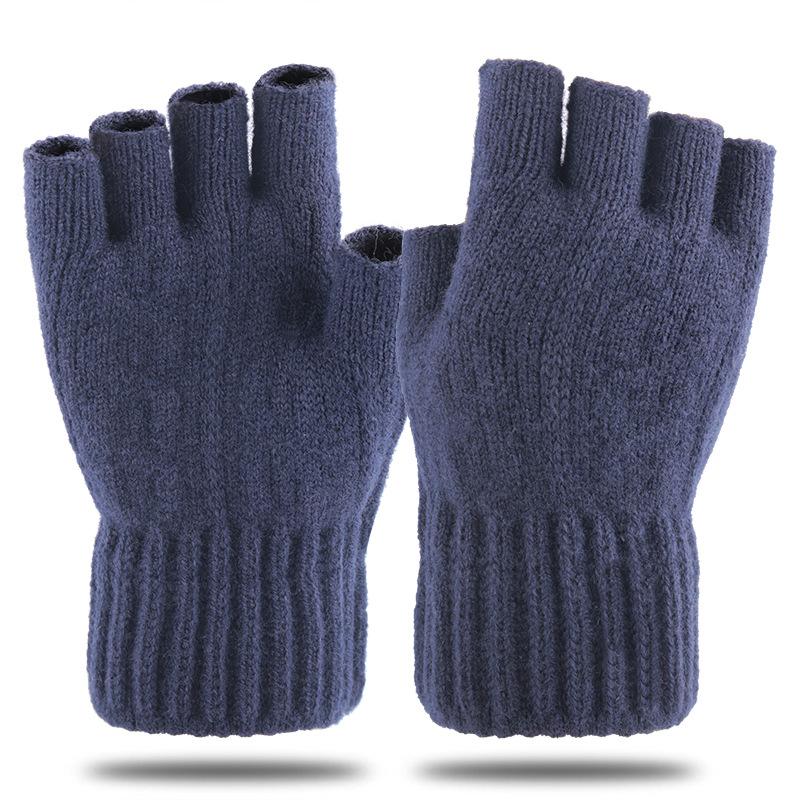 Product Introduction of 1 Pair Half Finger Gloves Knitted Thick Thermal Half Finger Gloves Women Men Winter Warm Glove 15