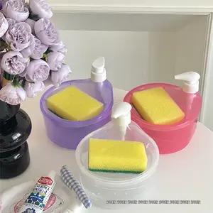 Dispenser Sabun Cuci Piring / Tempat Sabun Dan Spoon/Tempat Dispenser Sabun 2in1/ Soap Pump Botol Cuci Piring Bulat 1000ml/Tempat Sabun Cair Cuci Piring Soap Pump Dispenser 2in1 1000ml+sponge Wadah /Wadah Sunlight Model Persegi / Dispenser Sabun Cair