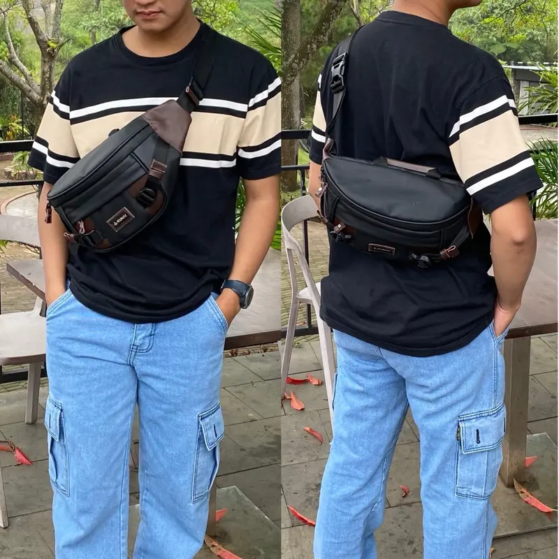 Kunay - ORIGINAL PREMIUM ORCA Waistbag Selempang Pria Waterproof Tas Pinggang Hitam Kombinasi Multifungsi Cowok Kado pasangan Slingbag 1