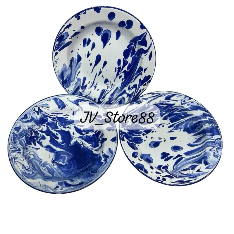 ￼Piring Enamel Blirik Jadul/Piring Seng Blirik Jadul Diameter 22cm & 20cm 6