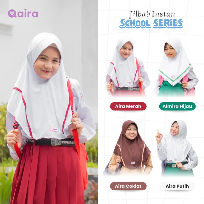 Qaira Jilbab Anak Sekolah Instan Jersey Back to School Series 0