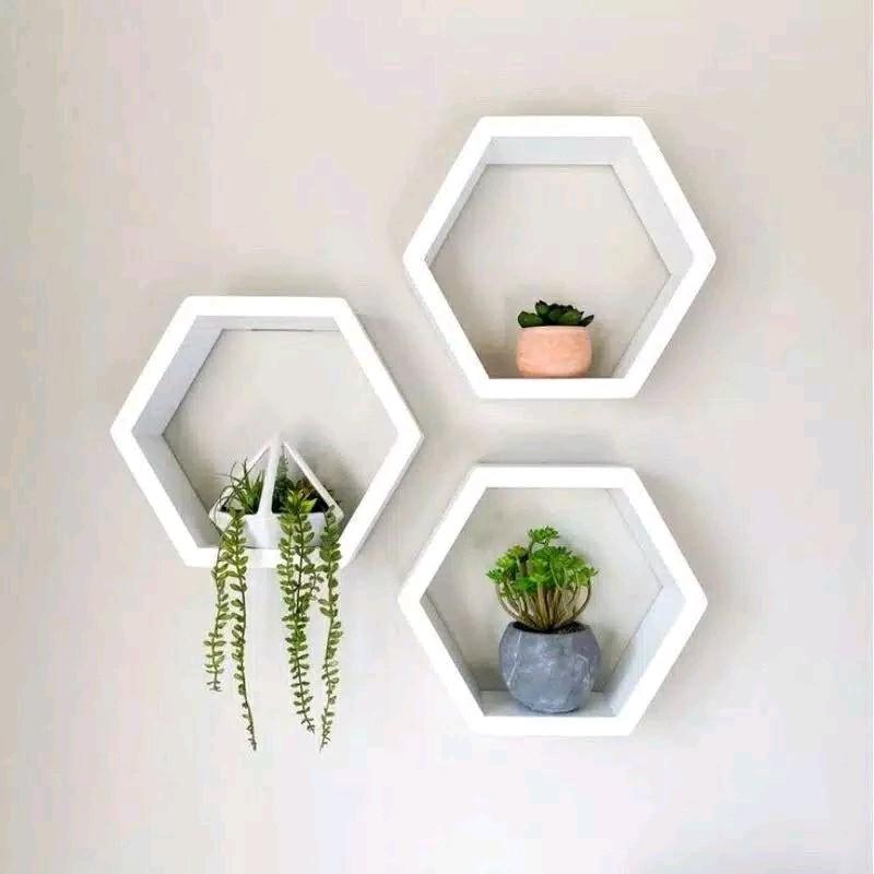 RAK DINDING HEXAGONAL WARNA - RAK DINDING KAYU SERBAGUNA RAK - Shop ...