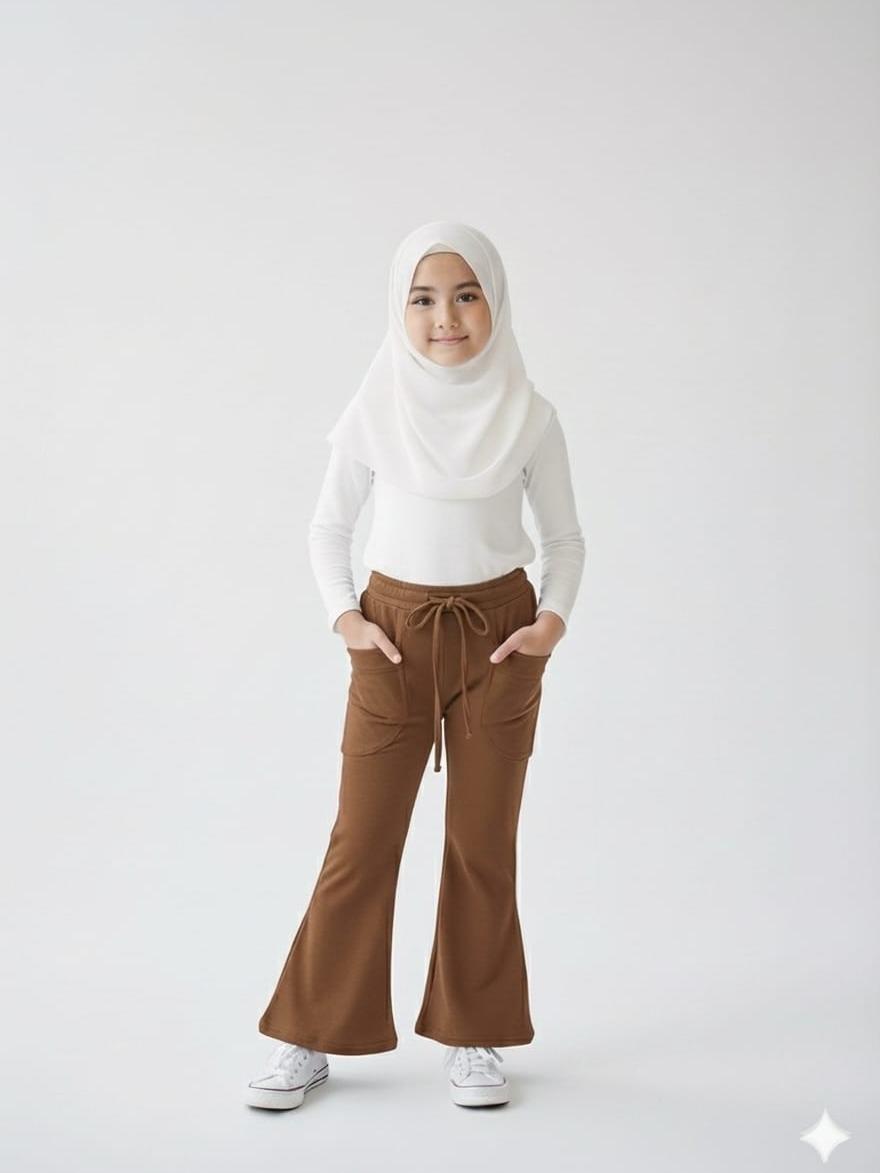 Celana Cutbray Anak Perempuan Pocket Depan Usia 8 Sampai 12 Tahun