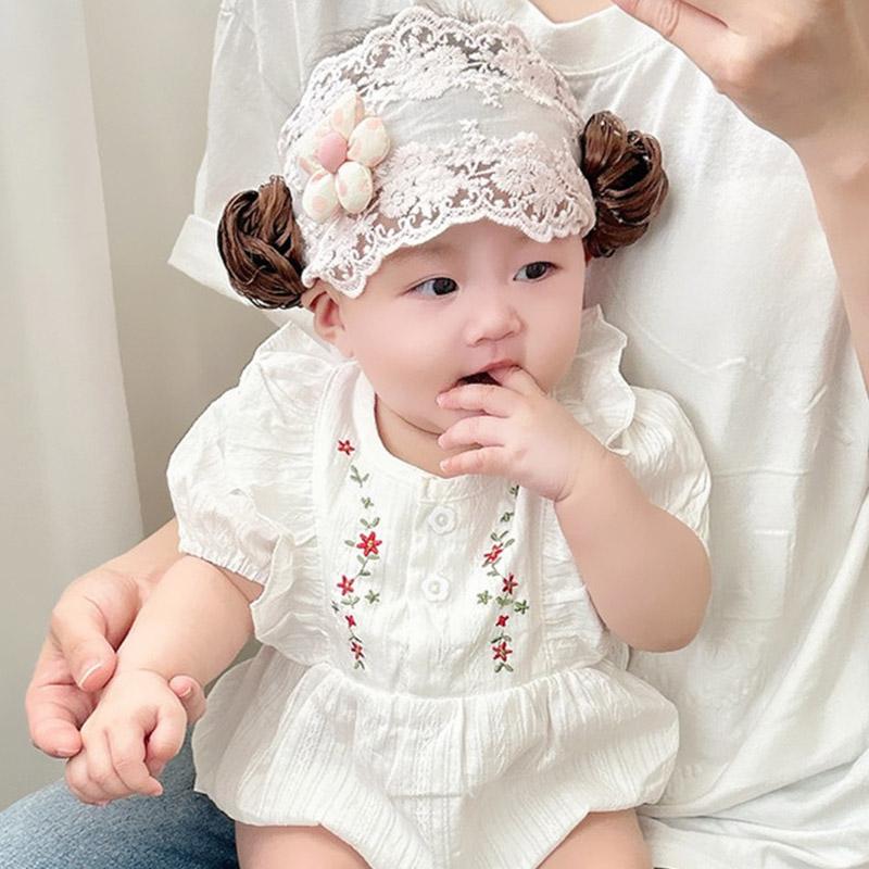 Băng Đô Tóc Giả Cho Em Bé Gái, Thiết Kế Hoa Ngọt Ngào Dành Cho Trẻ Sơ Sinh Và Trẻ Em, Băng Đô Ren, Thích Hợp Cho Lưới Tóc Sơ Sinh, Phụ Kiện Tóc
