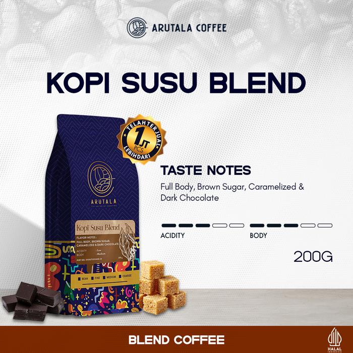 Gambar ARUTALA Kopi Susu Blend - For Kekinian Coffee - 200 gram - Giling Halus dari Arutala Coffee Kota Tangerang Tokopedia