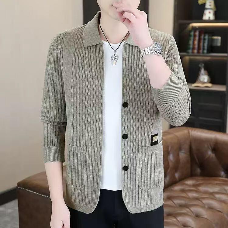 Áo Cardigan Dệt Kim, Áo Khoác Len Nam, Bộ Sưu Tập Mùa Xuân Mới, Quần Áo Nam Hợp Xu hướng Phong Cách Thường Ngày Màu Trơn Áo Đơn Giản, Flying We