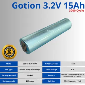 Baterai Lifepo4 3.2V 15Ah 15000mAh type 32140 untuk PJU Ebike Solar Selis Panel Surya