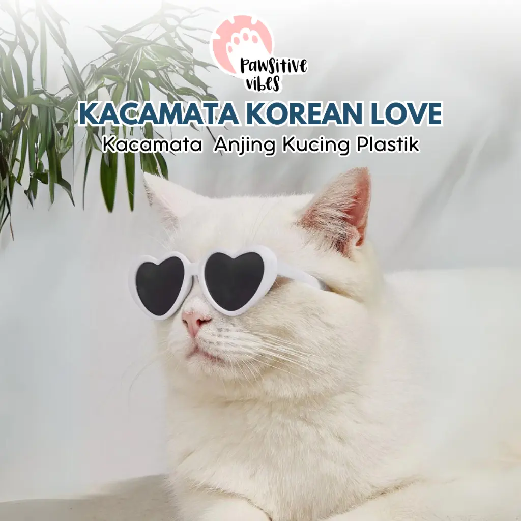 Kacamata Gaya Sunglasses untuk Anabul - Kacamata Korea Cosplay Anjing Kucing Plastik Bentuk Love - Pet Fashion Plastic Love Sunglassess