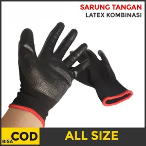 12 pasang (6 pasang) / 24 pasang (12 pasang) / Paket sarung tangan pengaman nitril berkekuatan tinggi dan anti selip