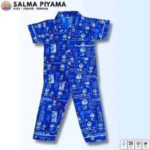 Salma Collection Setelan Piyama Anak Baju Tidur Kancing MOTIF I'M DORAEMON Uniseks Nyaman & Aman untuk Laki-laki & Perempuan 1-18 Tahun