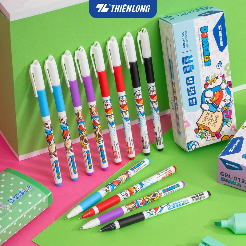 Combo 5/10/20 Bút Gel Thiên Long Doraemon GEL-012/DO - bút mực nước ngòi 0.5mm cho học sinh tiểu học, có đệm tay mềm