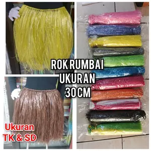 Rok Tari Rumbai Tali Rafia Ukuran 30 cm Asesoris Tari Adat Papua untuk TK & SD Warna-warni