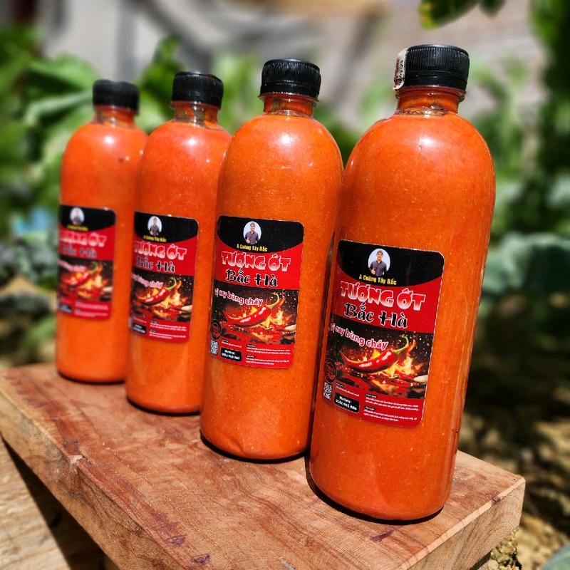Combo 4 chai tương ớt đặc sản Bắc Hà 500ml Nước Sốt Gia Vị
