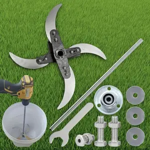 Pisau Mesin Cacah Rumput Sayuran Multifungsi Pakan Ternak Entok Ayam untuk Dinamo dan Stick Bor Jenis baru alat pemotong sayuran dengan mata pisau yang lebih tebal, dudukan mata pisau, dan batang dasar.