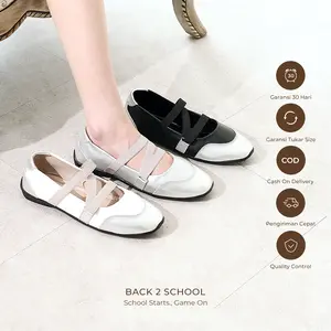 WINOD Naura Sepatu Ballerina Sneakers Speedcat Slip On Wanita Flat Shoes Putih Hitam Silver Cewek Perempuan