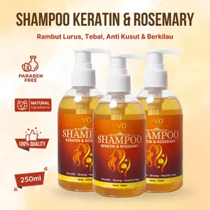 Evo Shampoo Keratin & Rosemary Pelurus Rambut Rusak & Rontok Keratin Treatment Halus Berkilau 250ml Anti-Kusut Lembut