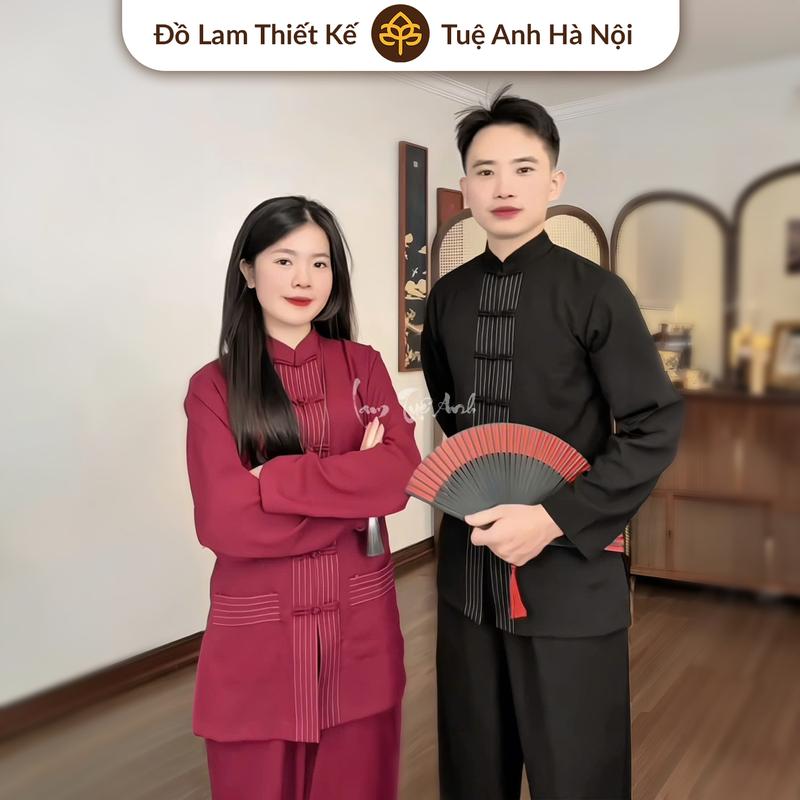 Đồ lam đi chùa THIỀN PHONG pháp phục nam la hán cổ trụ nút tết vải đũi cao cấp mềm mát Menswear